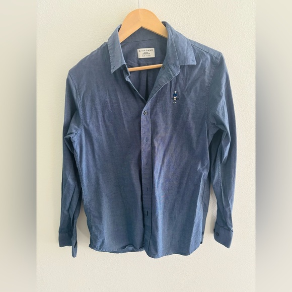 Giordano Navy Slim Fit Button Down Shirt - Picture 1 of 4